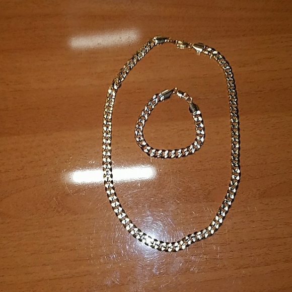 Mens "Titus" Two-Tone Necklace and Bracelet Set - Picture 2 of 4